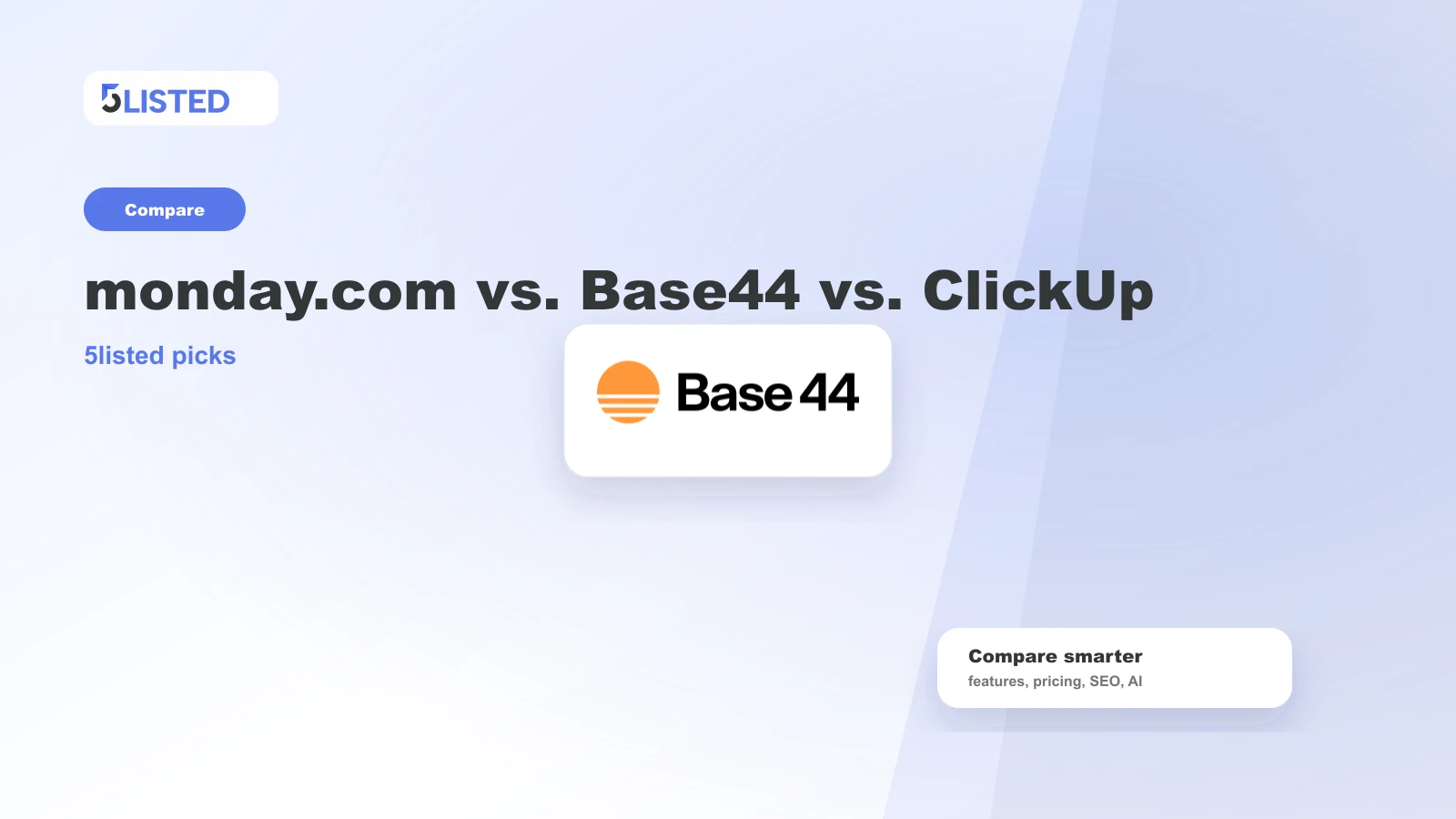 monday.com vs. Base44 vs. ClickUp AI Agents - 5listed website builder comparison